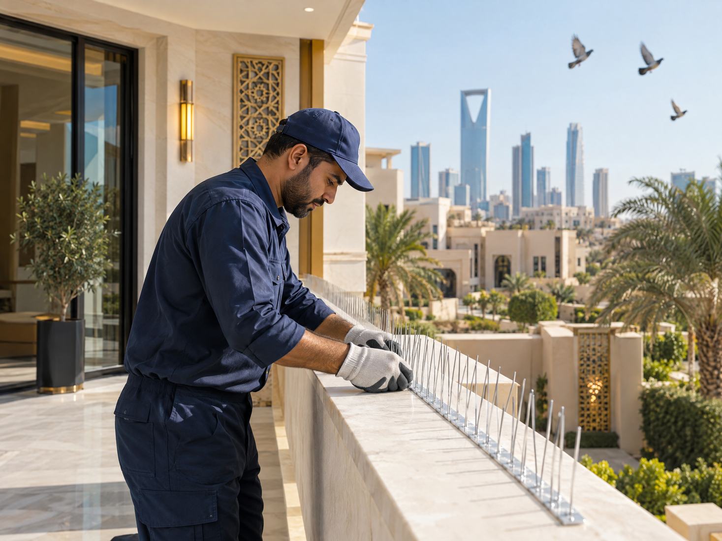 تركيب طارد الحمام على شرفة منزل